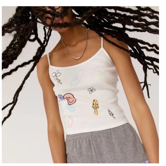 Daydreamer Tops - NWT Daydreamer Dreamscape Graphic Print Tank Top L White